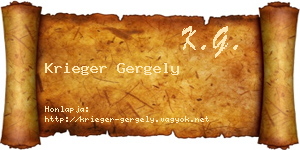 Krieger Gergely névjegykártya